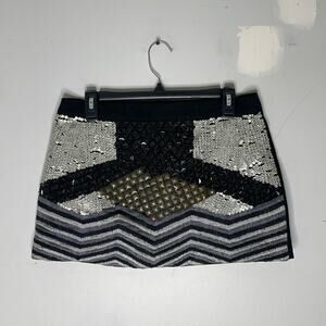 ALL THAT REMAINS Studded Embellished Zip Back Mini Skirt Size Small/Medium